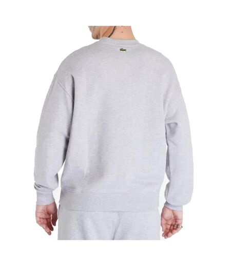 Sweat gris homme lacoste loose fit avec badge crocodile - l