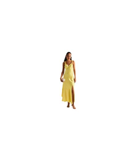 Womens/ladies Satin Maxi Dress Lemon Never Fully Dressed