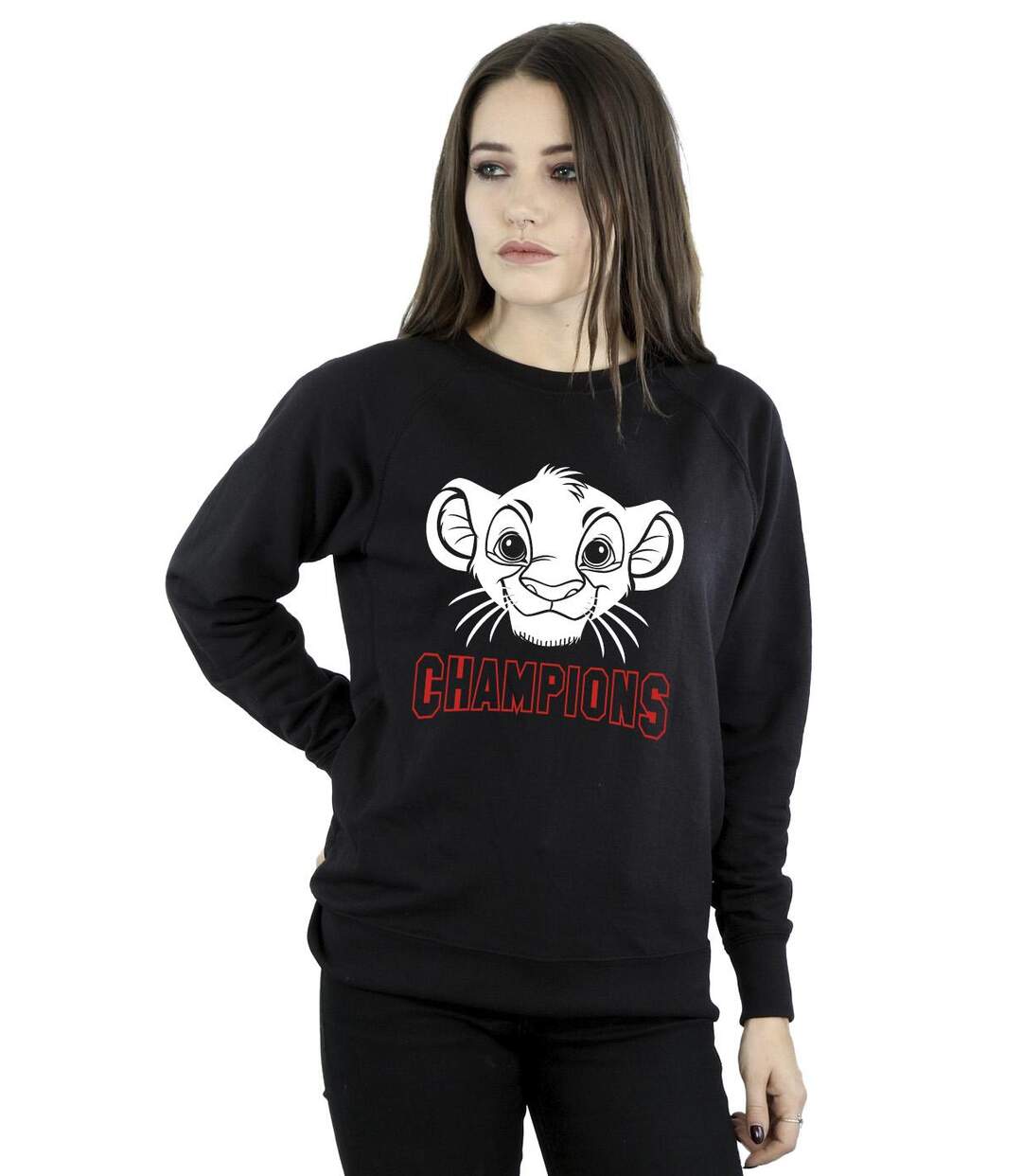 Disney Sweatshirt Champion Simba Face Womens/Ladies The Lion King (Noir) - UTBI22334-2