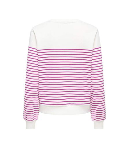 Sweat blanc/fushia femme only bine