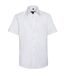 Russell Collection Mens Oxford Easy-Care Tailored Short-Sleeved Shirt (White)