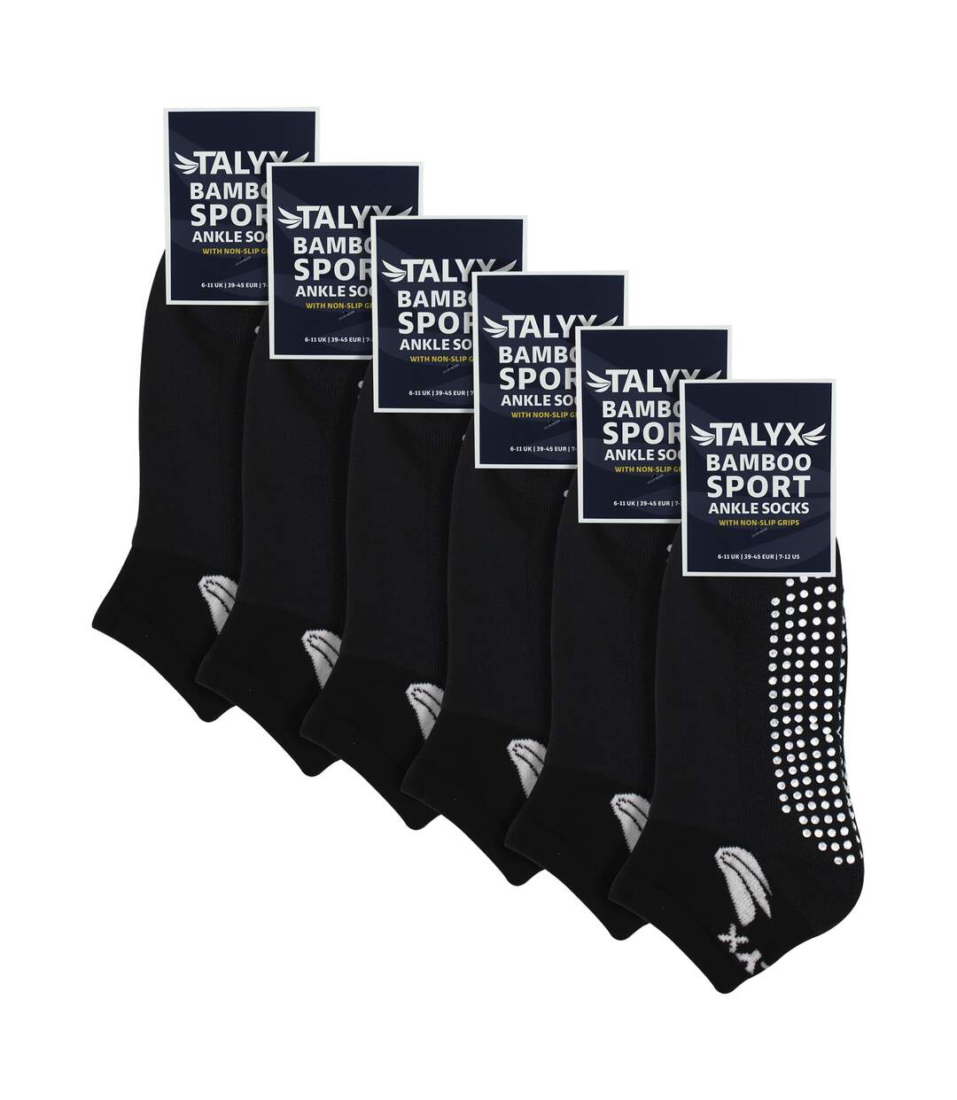 6 Pack Mens Bamboo Ankle Grip Socks | Reinforced Heel & Toe Soft Non Slip Socks-2