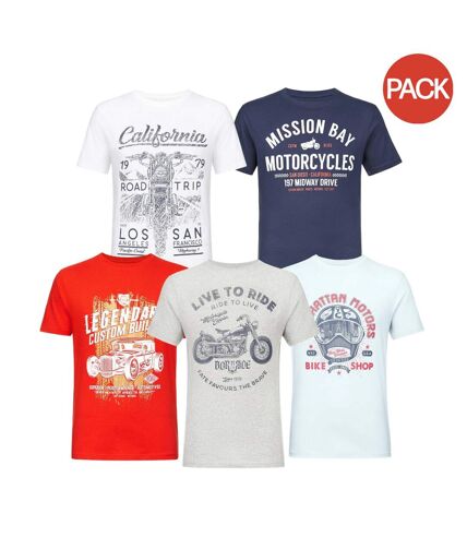 Pack of 5  Mens nikodem assorted designs t-shirt  multicolored Smith & Jones