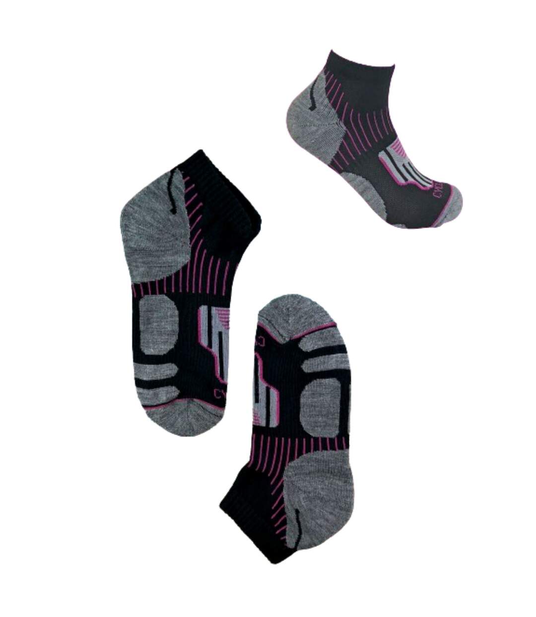 3 Pack Ladies Anti Sweat Ankle Sports Socks with Heel Padding-3