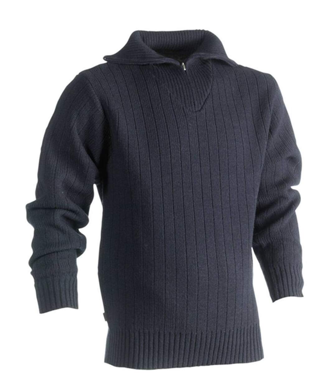 Pull de travail col montant zippé - Homme - HK330 - bleu marine-1