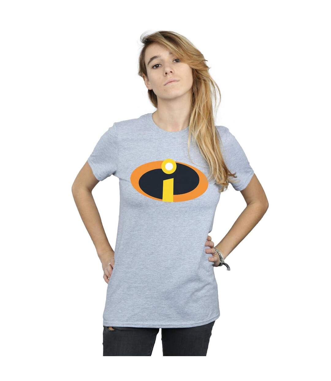 Disney Womens/Ladies The Incredibles Costume Logo Cotton Boyfriend T-Shirt (Gris sportif) - UTBI48837-2