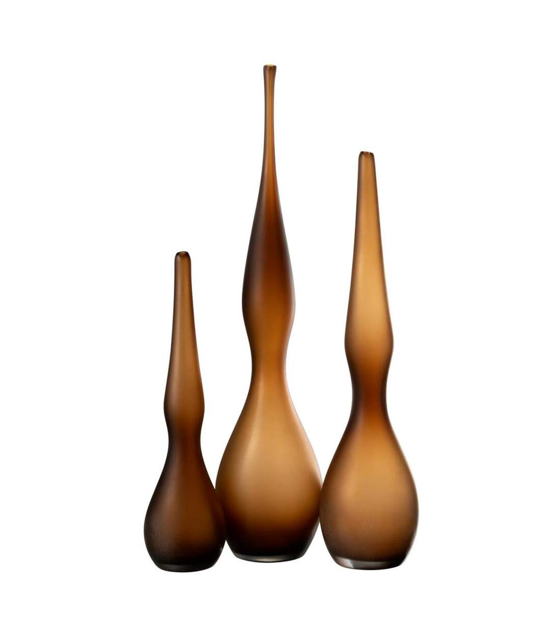 Lot de 3 Vases en Verre Yoko 64cm Marron-1