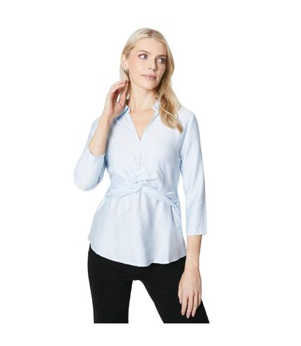 Womens/ladies collared twisted knot front shirt blue Principles