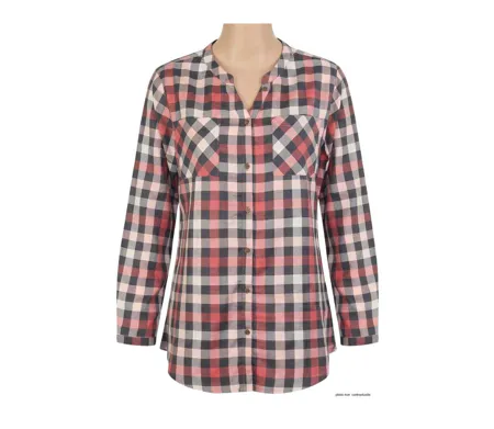 Chemisier Femme en Flanelle de Coton Carreaux Rose/Gris