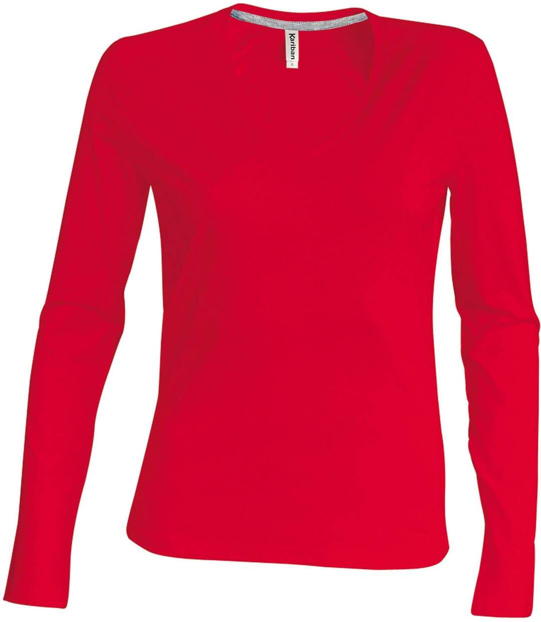 T-shirt manches longues col V - K382 - rouge - femme-2