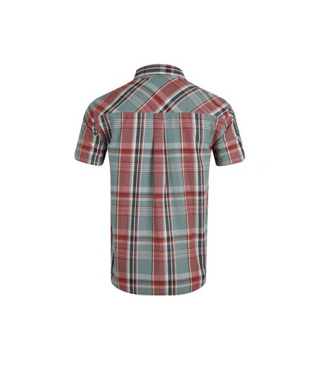 Mens judd checked organic cotton short-sleeved shirt mineral blue Weird Fish