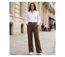 MAYFLOWER Basic Lin : Pantalon femme en lin fluide coloris Choco pour un été chic-5