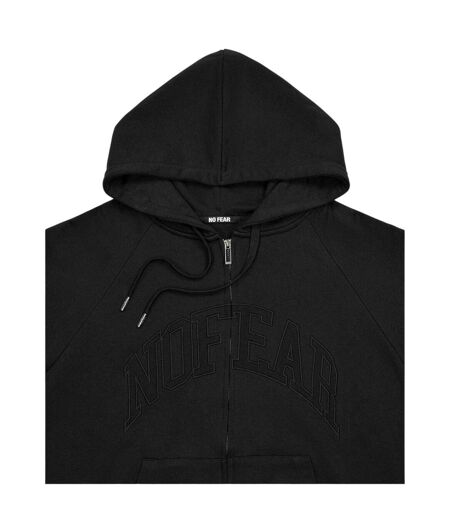 Mens Embroidered Logo Full Zip Hoodie Black No Fear