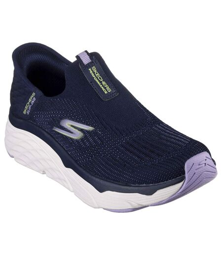 Womens/ladies cushioned trainers navy/lavender/white Skechers