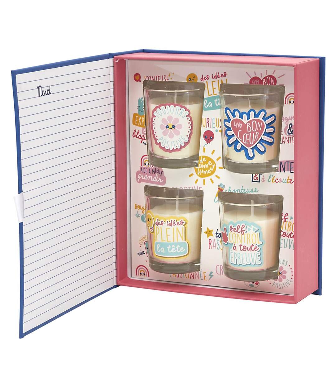 Coffret 4 Bougies Parfumées Merci 18cm Fleur de Coton-2