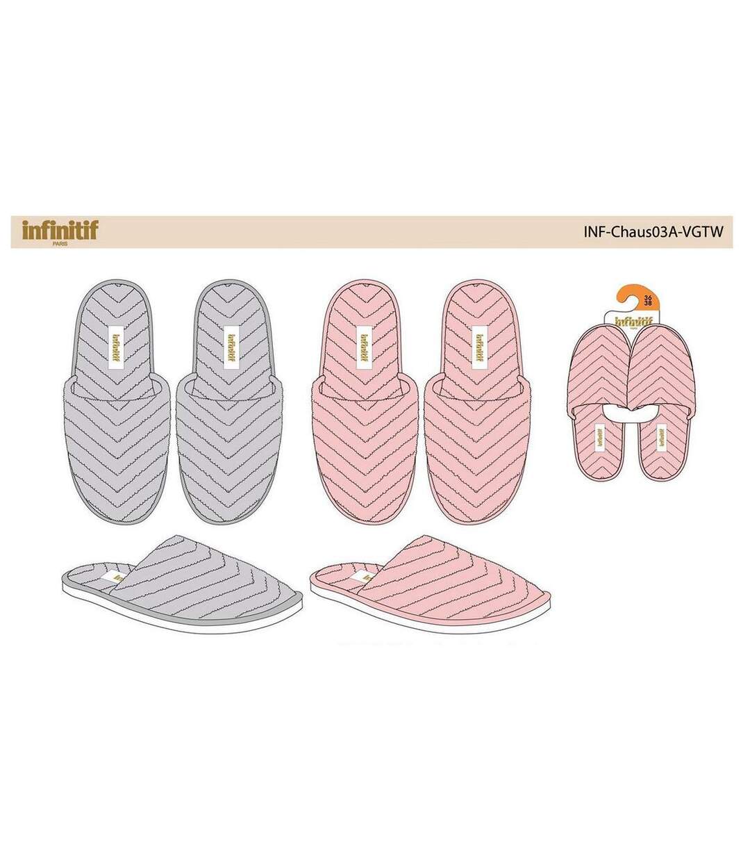 Pantoufles Femme INFINITIF Pack de 2 paires 5034-4