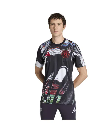 T-shirt Motif/style Manchester United Fc Pre-match Homme Noir Blanc Adidas