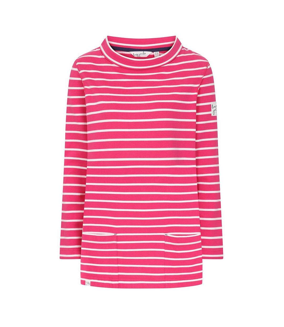 Sweat Motif/style Rayé Femme Rose Rouge À Lèvres Lazy Jacks-1