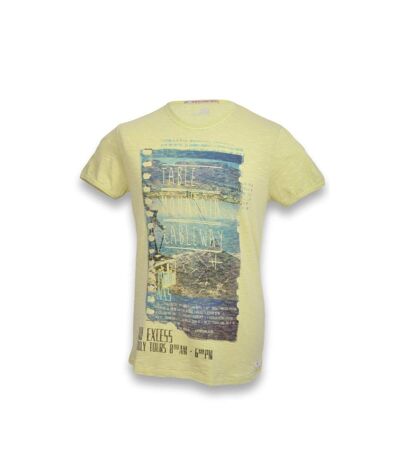 Tee shirt homme manches courtes de couleur jaune - Col rond