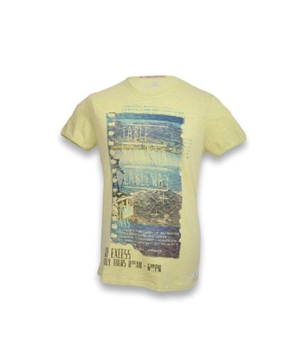 Tee shirt homme manches courtes de couleur jaune - Col rond