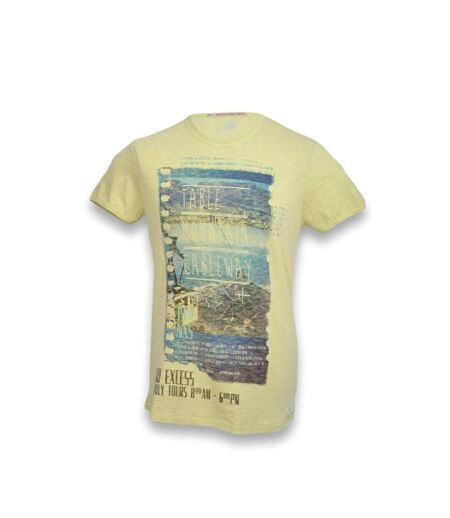 Tee shirt homme manches courtes de couleur jaune - Col rond