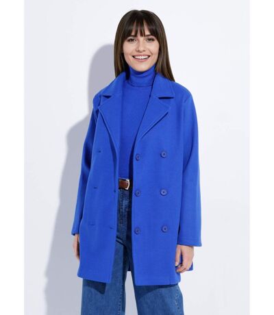 Caban long uni façon drap de laine