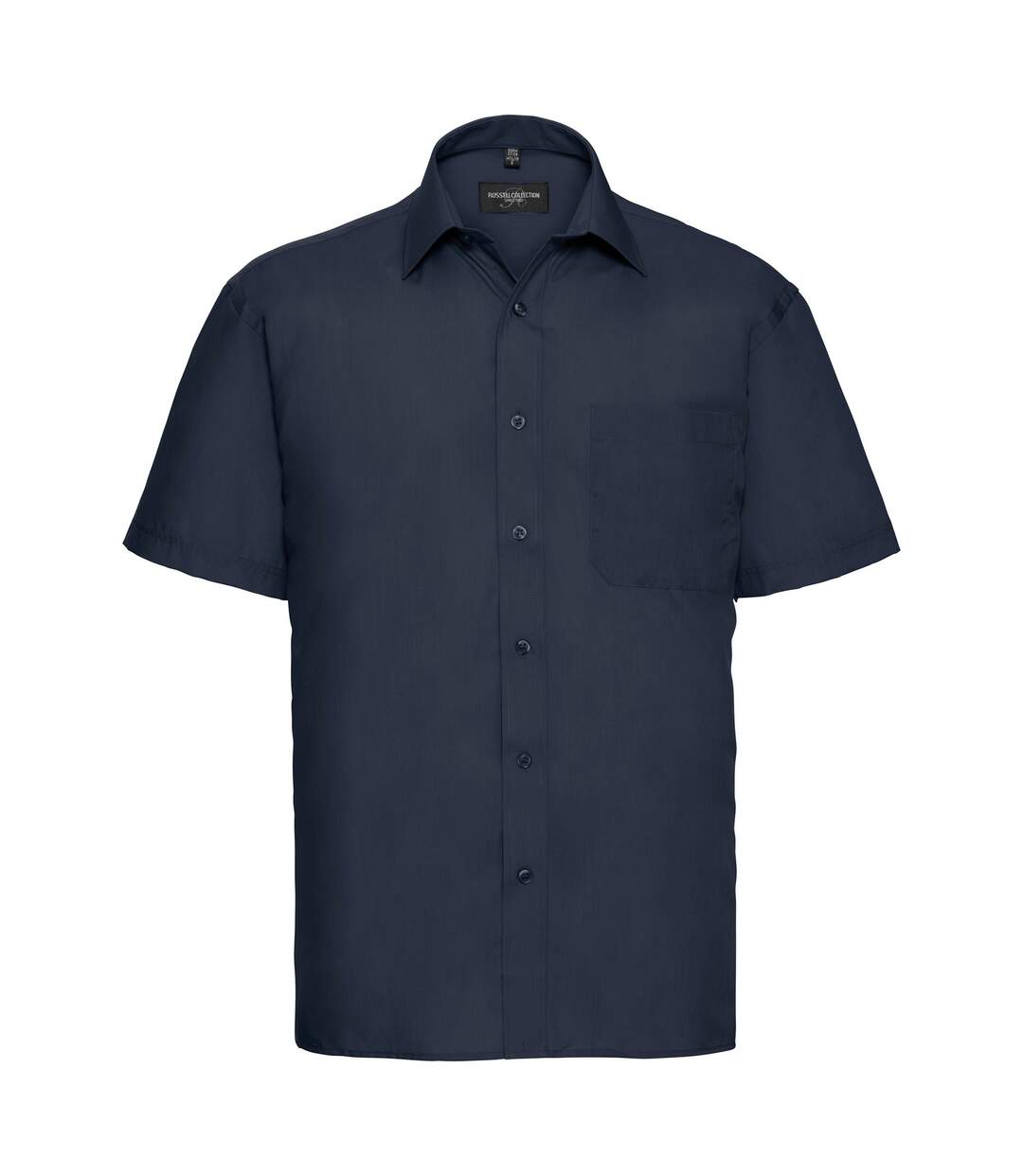 Russell Collection Mens Short Sleeve Poly-Cotton Easy Care Poplin Shirt (French Navy)