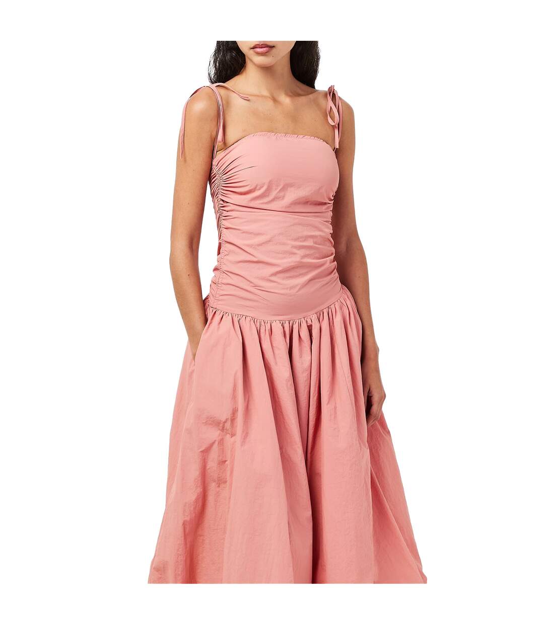 Womens/ladies Peplum Midi Dress Peach AmyLynn-1