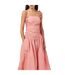 Womens/ladies Peplum Midi Dress Peach AmyLynn-1