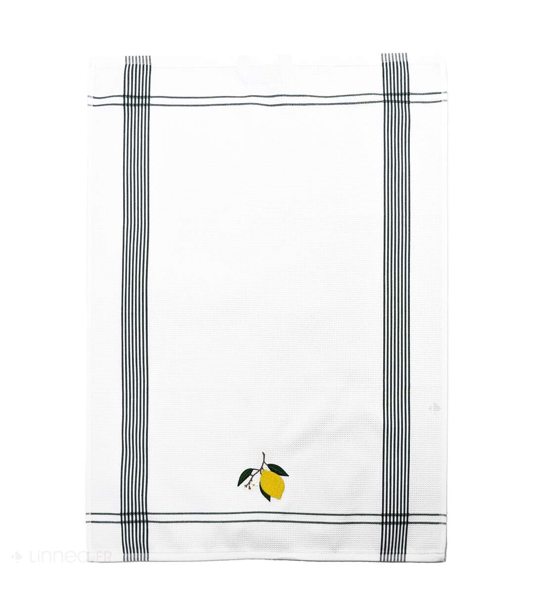Torchon nid d'abeille WAFFLE brodé Citron-5