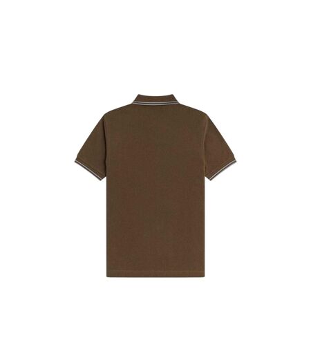 Polo Motif/style Double Pointe Homme Marron Fred Perry