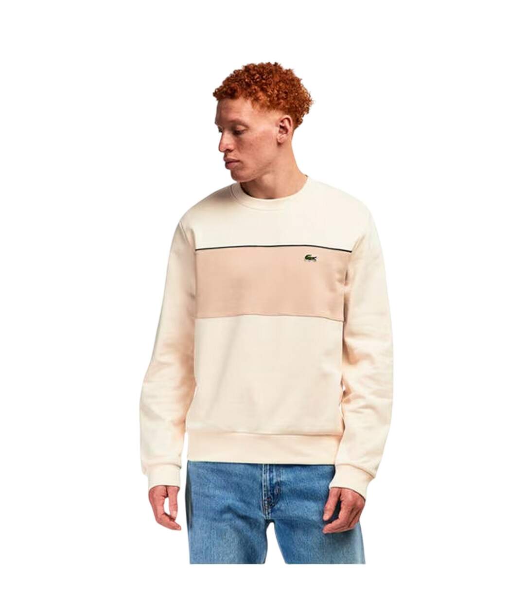 Sweat Motif/style Blocs De Couleurs Homme Beige Lacoste-4