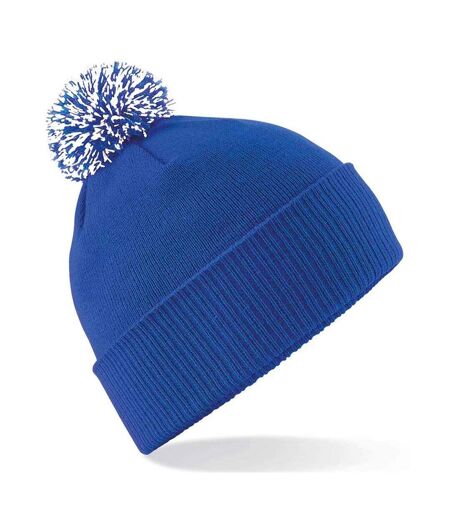 Unisex adult beanie bright royal blue/white Beechfield