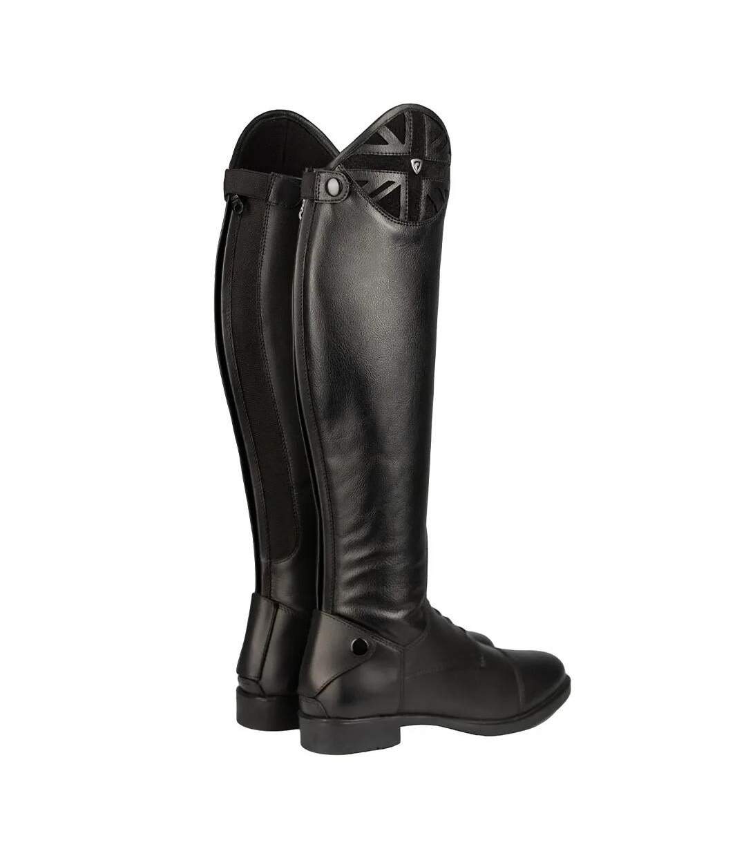 Womens/ladies Union Jack Long Riding Boots Black Hy-2