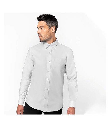 Kariban Mens Long Sleeve Easy Care Oxford Shirt (White) - UTRW719