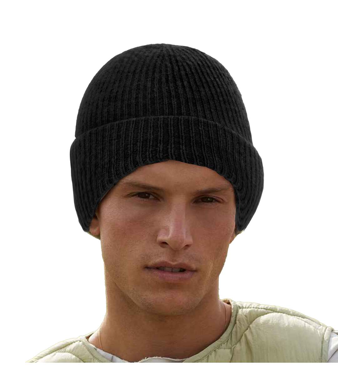Cosy ribbed marl beanie black Beechfield-3