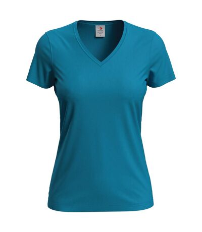 T-shirt Col V Femme Bleu Océan Stedman