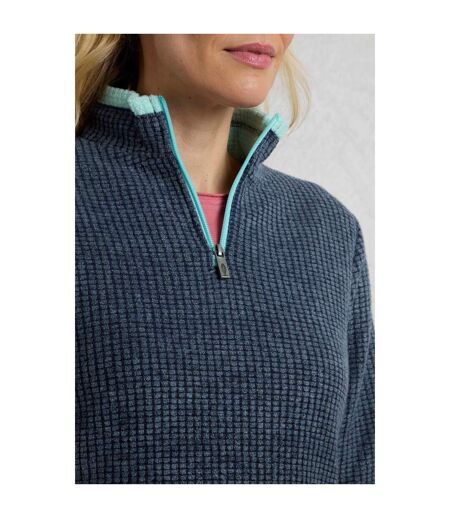 Womens/ladies beye grid eco friendly quarter zip fleece top rich navy Weird Fish