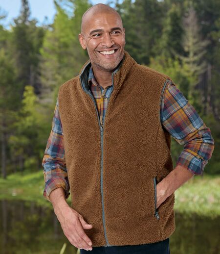 Men's Reversible Padded Gilet - Blue Brown