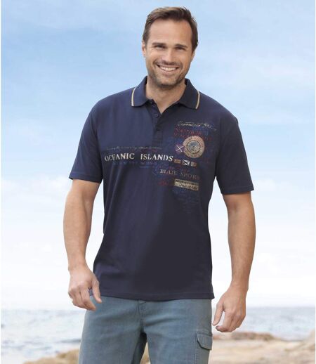Men's Oceanic Islands Short-Sleeved PoloShirt - Navy
