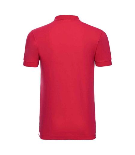 Mens pique stretch polo shirt classic red Russell