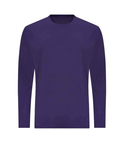 Just cool mens long sleeve cool sports performance plain t-shirt purple AWDis