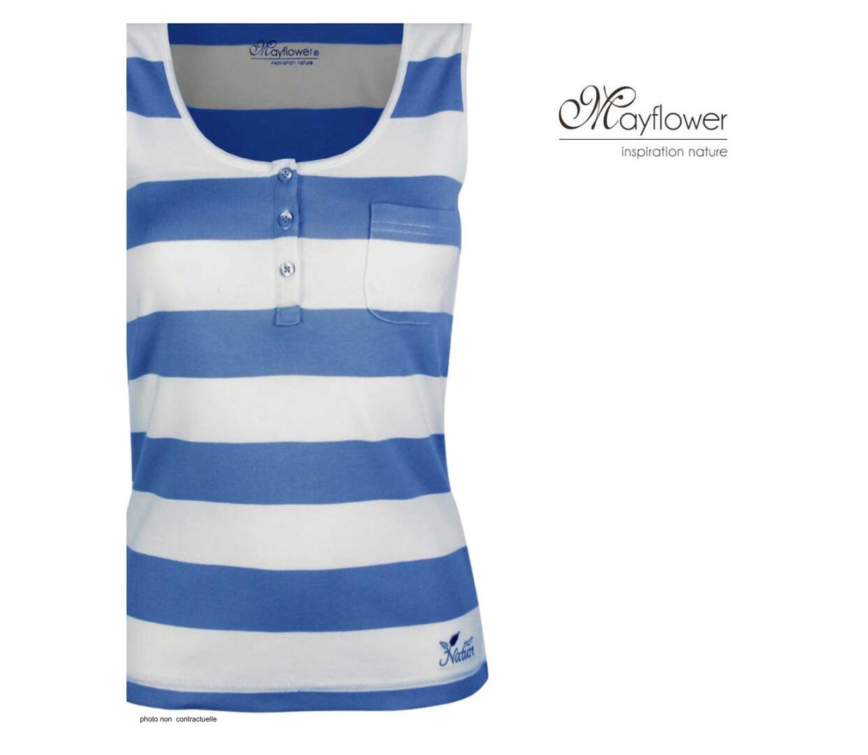 MAYFLOWER DECLIC2 : Débardeur rayé en coton pour femme au confort stretch naturel-4