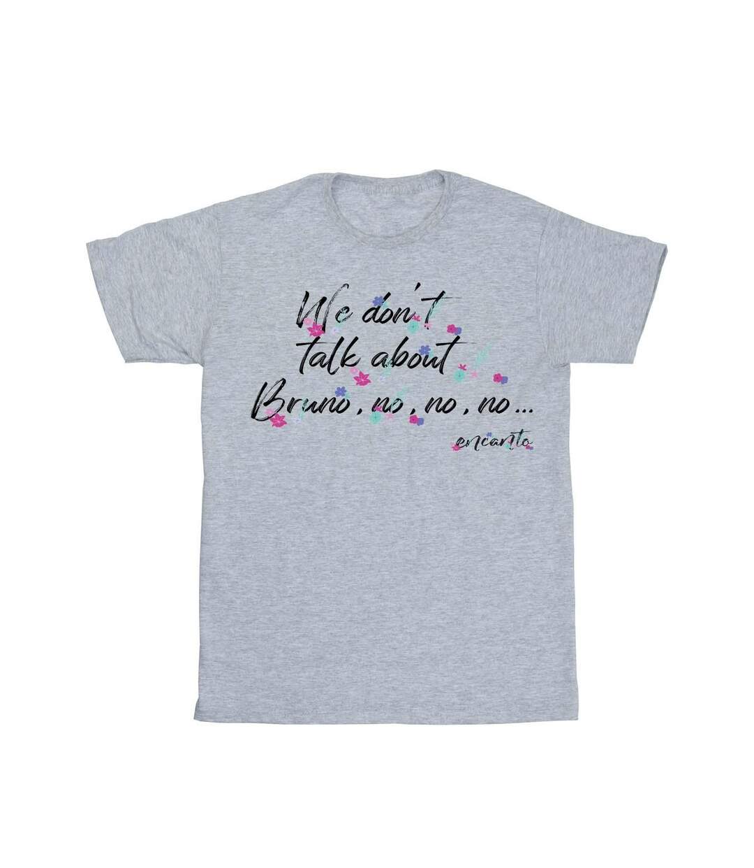 Disney Womens/Ladies Encanto We Don't Talk About Bruno No No No Boyfriend Fit Cotton Boyfriend T-Shirt (Gris sportif) - UTBI49834-1