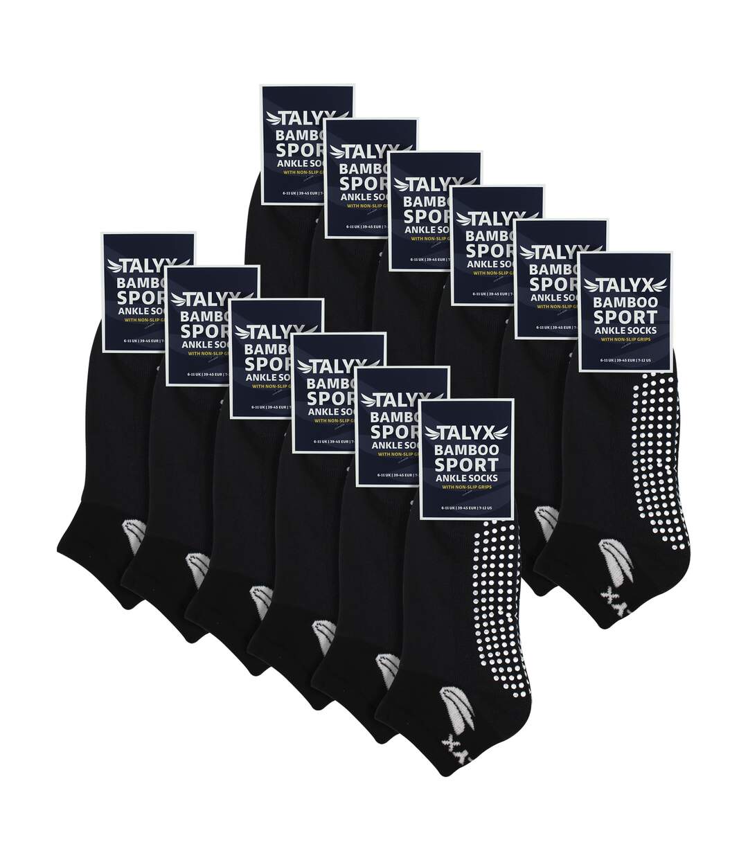 12 Pack Mens Bamboo Ankle Grip Socks | Reinforced Heel & Toe Soft Non Slip Socks-2