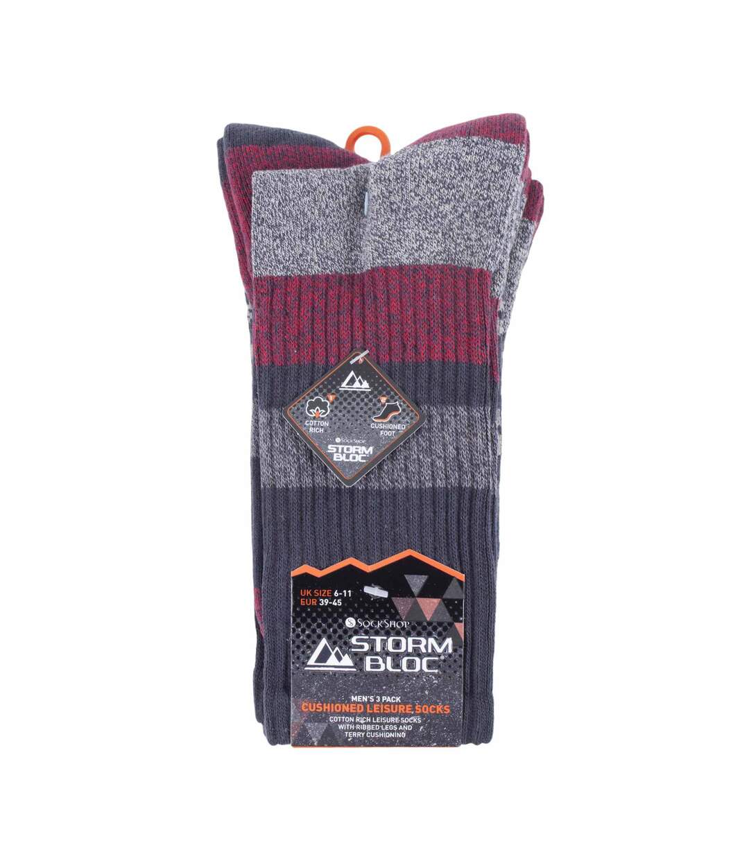 3 Pack Mens Cushion Sole Cotton Hiking Socks-2