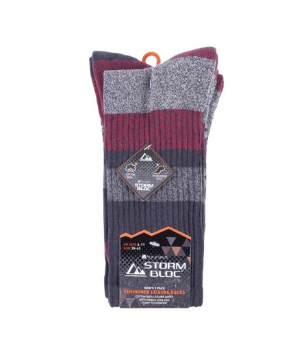 3 Pack Mens Cushion Sole Cotton Hiking Socks
