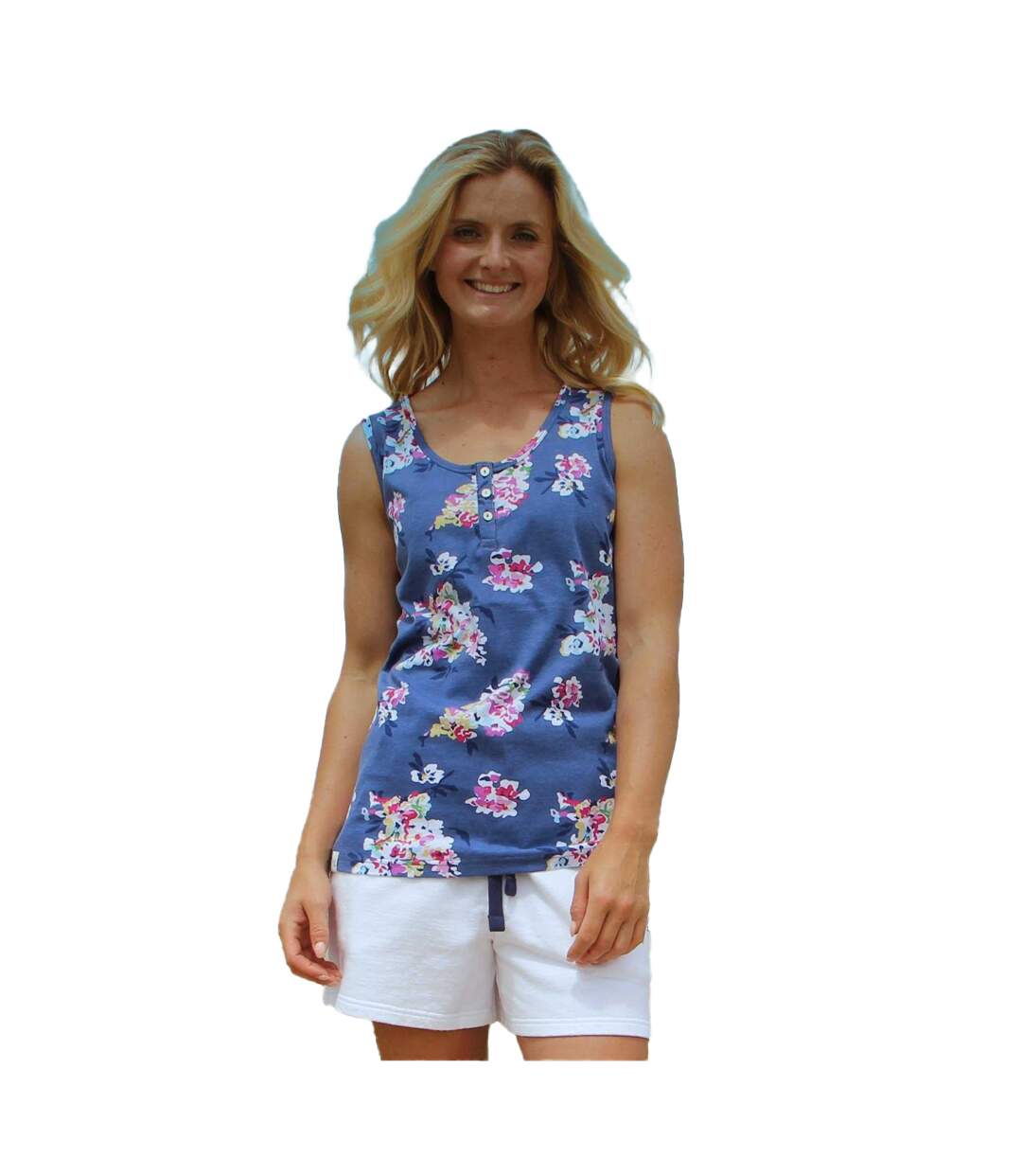 Débardeur Motif/style Imprimé Wildflower Femme Bleu Rose Blanc Lazy Jacks-1