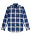Mens Plaid Slim Long-sleeved Shirt Deep Blue G-Star-2