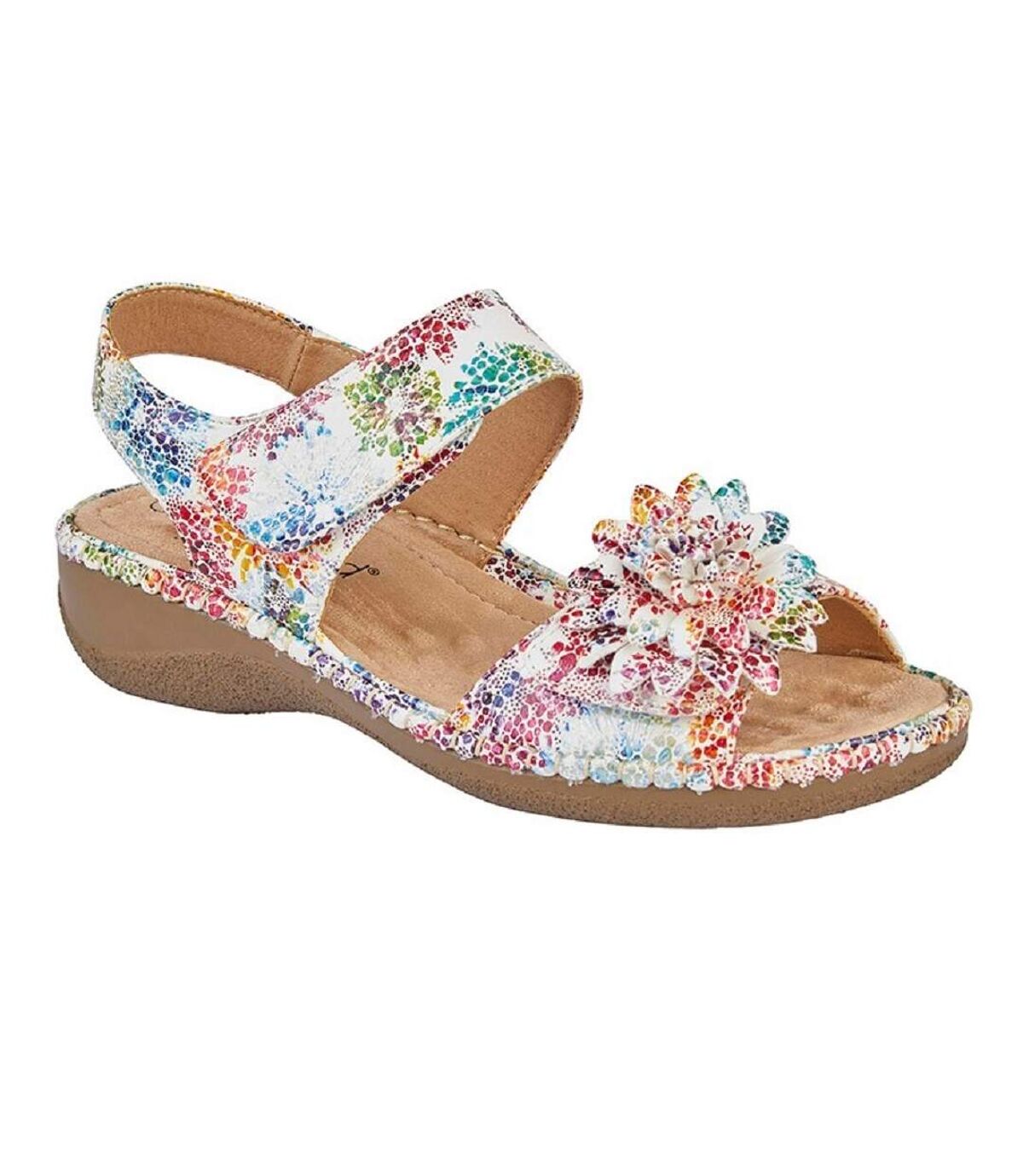 Boulevard Womens/Ladies Floral Twin Touch Fastening Sandal (Multicoloured) - UTDF1961